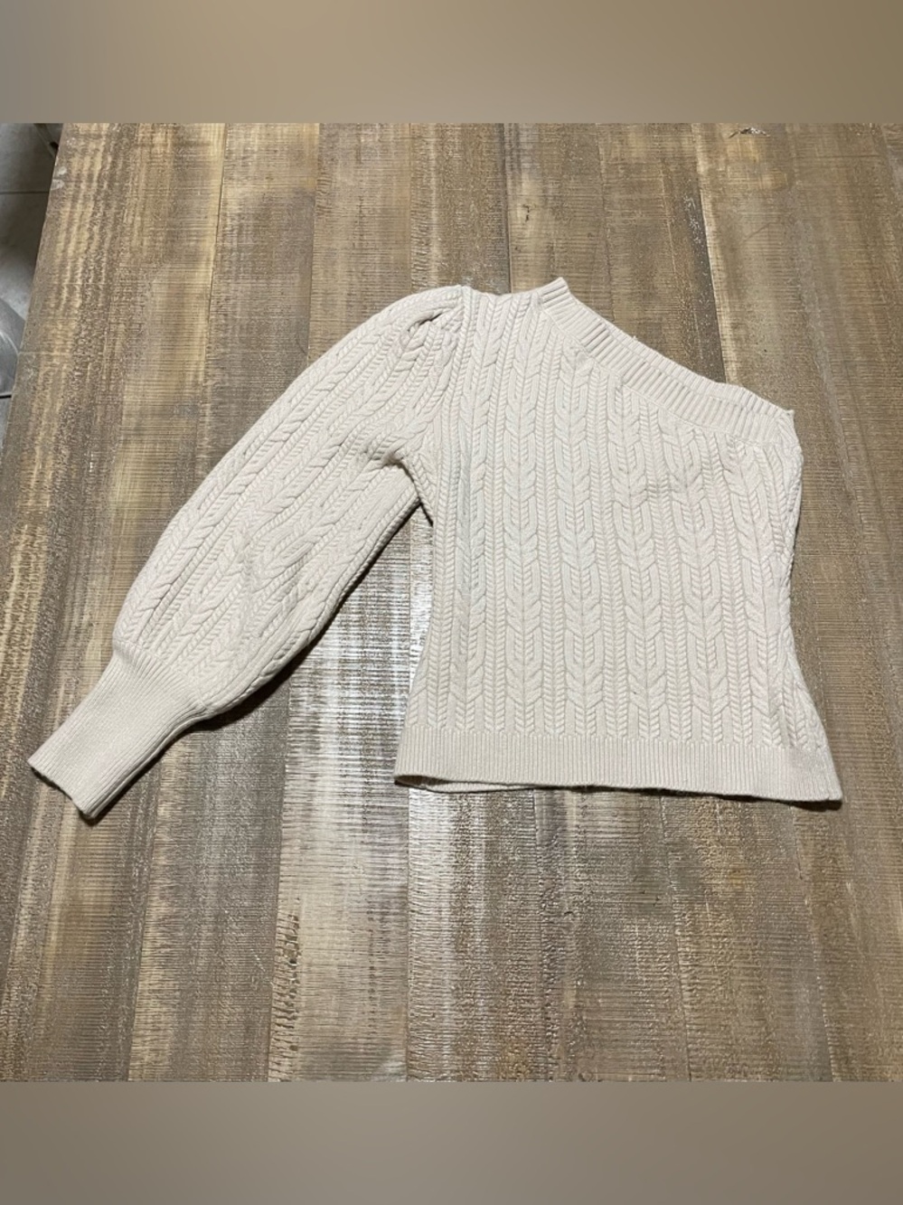 entro Cream Cable-Knit One-Shoulder Sweater